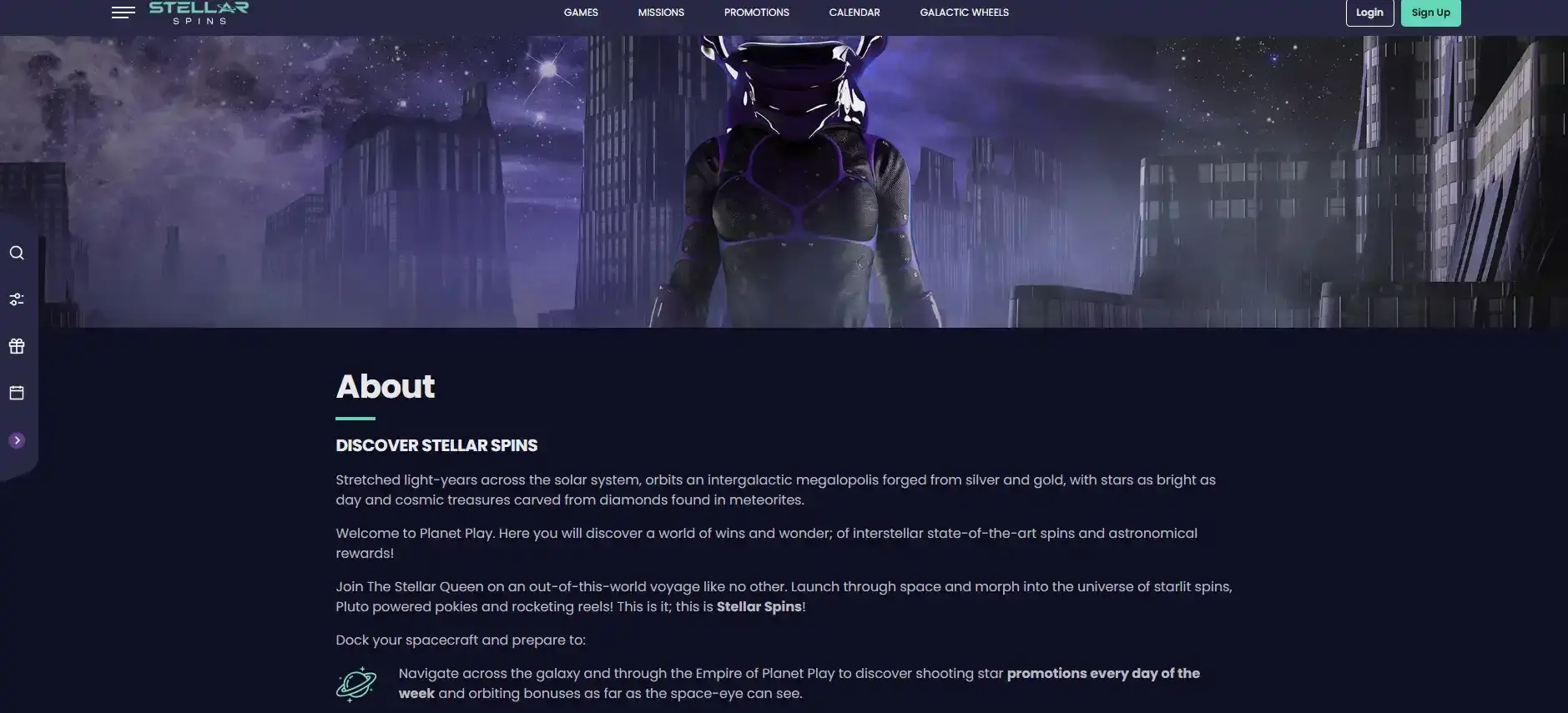 Dark space-themed casino interface concept with payment, game and account panels